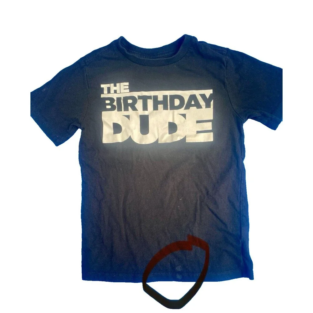 The Children's Place Boys Birthday Dude Graphic Tee Black Pre-Owned Small 5/6 T